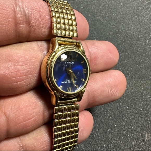 Swanson Miyota Ladies Quartz Watch Gold Tone Blue Dial Working New Battery - Picture 4 of 11